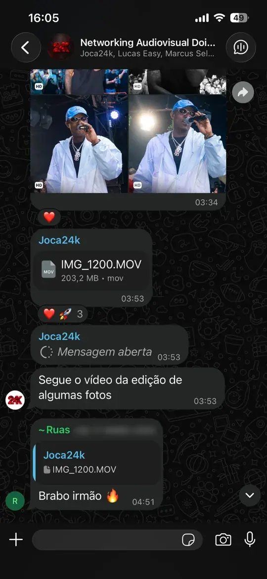 Print do grupo Networking Audiovisual 24K