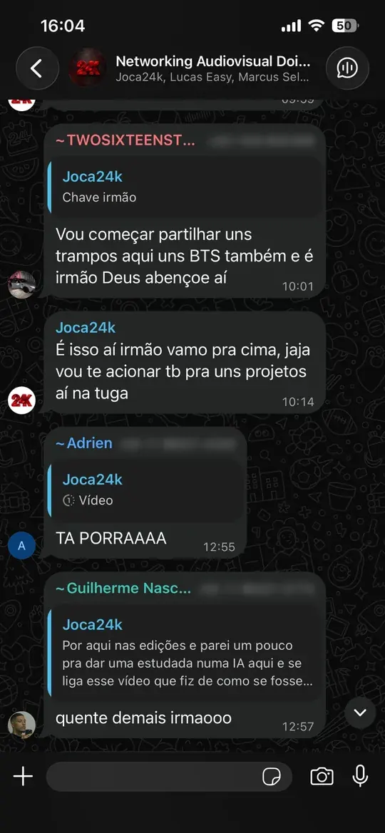 Print do grupo Networking Audiovisual 24K